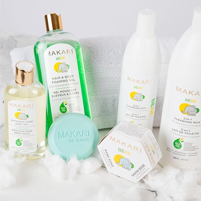 Makari Softness Care Baby Oil with Sweet Almond, Chamomile & Vitamins C & E, Hypoallergenic & Paraben-Free, Ideal for All Skin Types, Formulated for Sensitive and Delicate Newborn Skin - Bloomnest