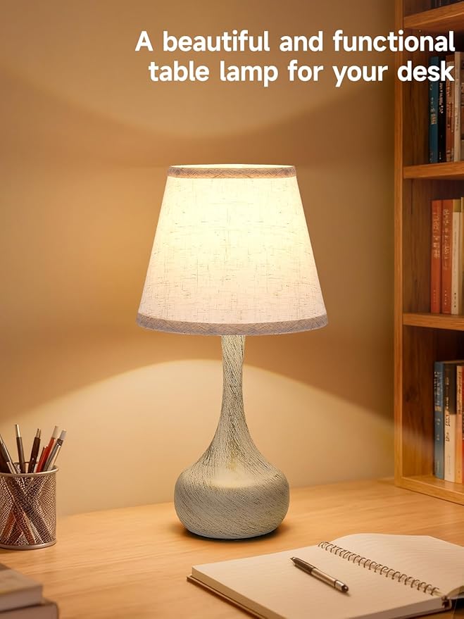 Touch Table Lamp for Bedroom Set of 2, Farmhouse 3-Way Dimmable Bedside Lamps for Nightstand with Fabric Shade - Bloomnest