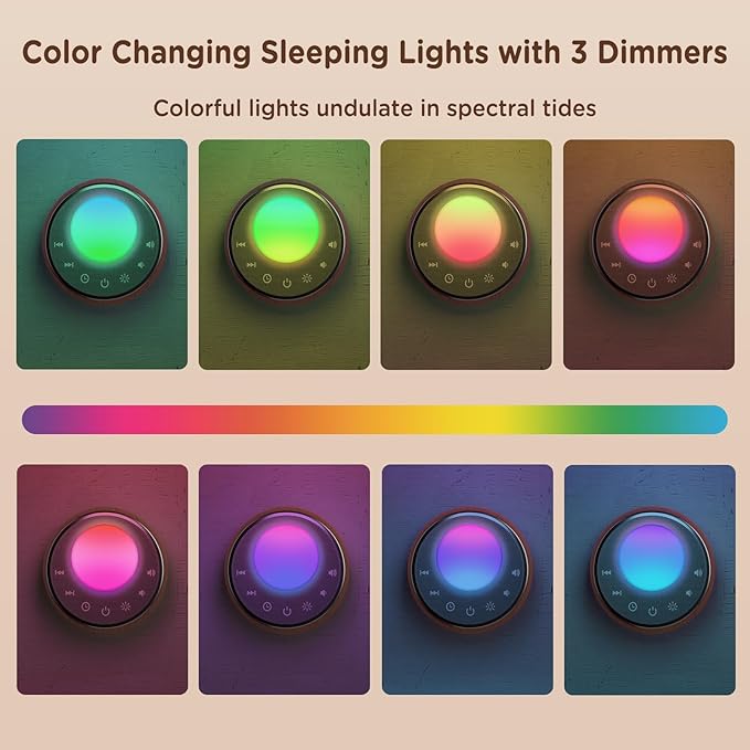Peakeep White Noise Portable Sound Machine Sleeping Light for Adults Baby, Loud Clear Speaker, 25 Hours Continuous Audio 27 Noise Fan Nature No-looping Sounds, 30 Volume, Battery Operated - Bloomnest