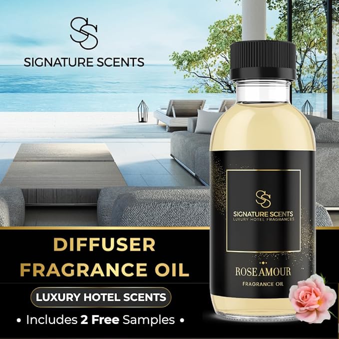 Luxury Hotel Diffuser Oil for Hotels and Homes - Aromatherapy Oils for use with an Essential Oil Diffuser at Home - Fragrance-Scent Diffuser Oil Blend (Rose Amour) 4.05fl oz (120ml) - Bloomnest