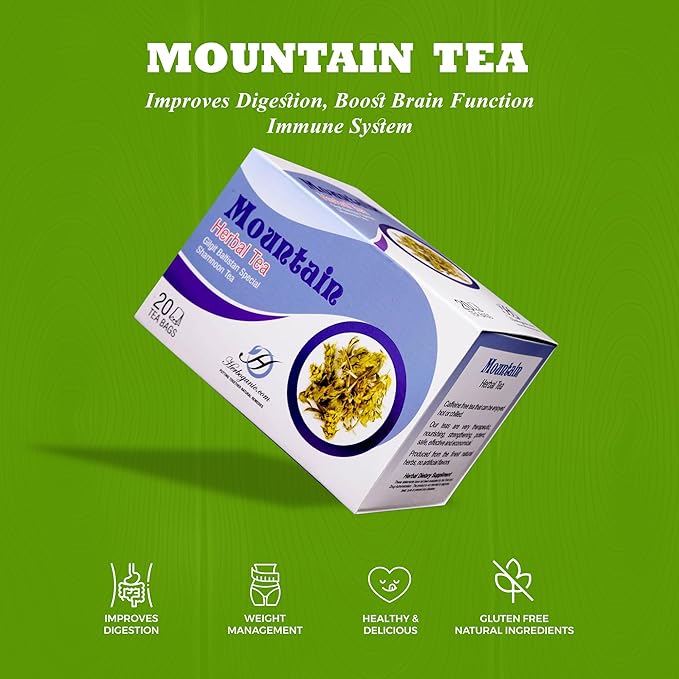 HERBOGANIC Mountain Herbal Tea - Digestion Support and Immune Boost | Refreshing and Delicious Blend | Natural Ingredients | 20 Tea Bags - Bloomnest