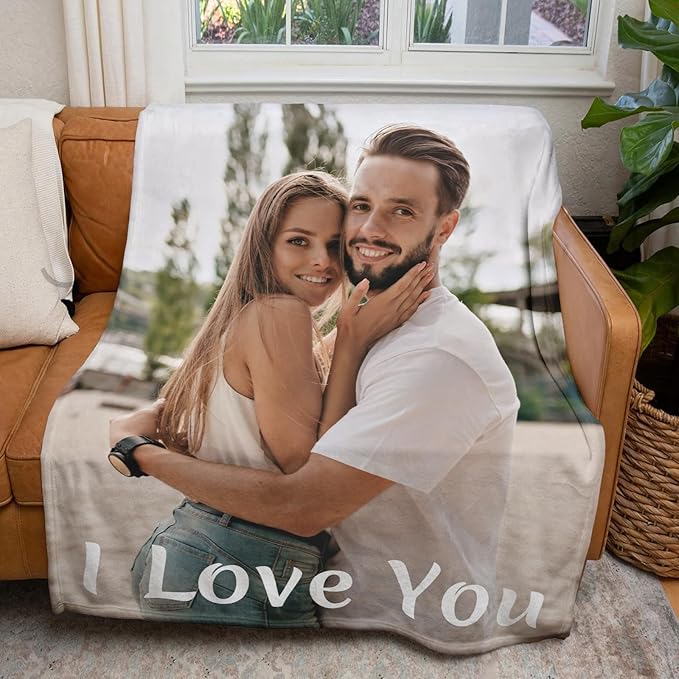 Custom Blankets with Photo, Personalized Blanket Using My Own Photo, Customized Blankets with Picture, Personalized Gifts for Women Men Baby Child - Bloomnest