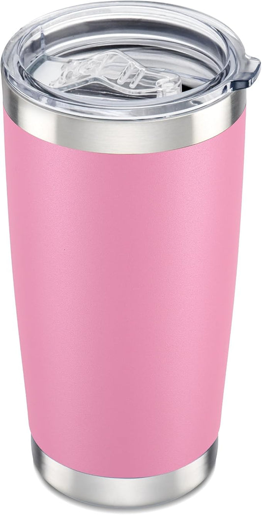 20 oz Tumbler with Lid Stainless Steel Double Wall Vacuum Insulated Tumblers Powder Coated Cups Travel Mug Keep Drinks Cold and Hot, Pink - Bloomnest