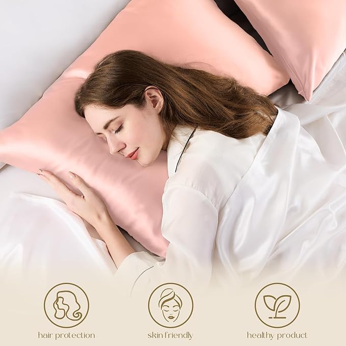 ZIMASILK 100% Pure Mulberry Silk Pillowcase for Hair and Skin Health,Soft and Smooth,Both Sides Premium Grade 6A Silk,600 Thread Count,with Hidden Zipper,1pc (King 20''x36'',Coral) - Bloomnest