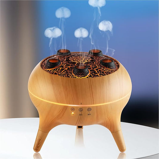 Essential Oil Diffuser 250ML,Jellyfish Diffuser Air Humidifiers Sound Pickup Ultrasonic Aromatherapy Diffuser Remote Control 7 Color Lights for Home Bedroom Office Hotel(Wood Color) - Bloomnest