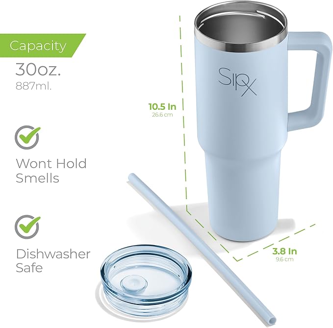 SIPX™ Insulated Tumbler With Lid And Straw, 30oz. Tumbler With Handle Keeps Cold 12 Hours, Water Bottle Thermos With Lid, BPA-Free Reusable Insulated Coffee Tumblers, Travel Mug Great For Beach Party - Bloomnest