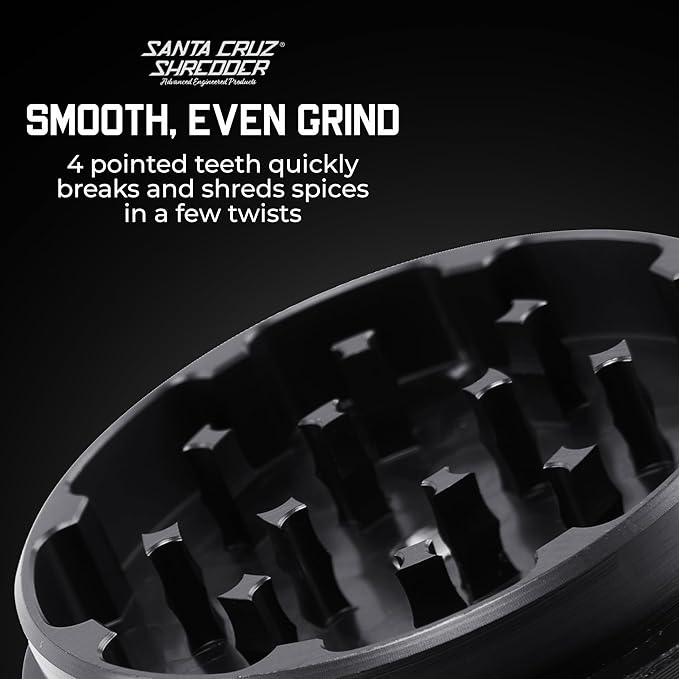 Santa Cruz Shredder Metal Spice Grinder Made in USA (Medium (2.2 Inch), Black) - Bloomnest