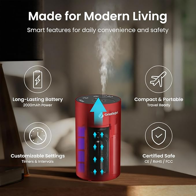 LiteMist Cold Air Essential Oil Diffuser – Waterless Nebulizing Aroma Diffuser, USB-C Cordless 2000mAh Battery, Aluminum Portable Scent Diffuser for Home Office Car, 0.7oz / 20ml - Bloomnest