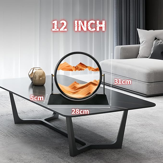 FHFTHYH Moving Sand Art Picture Liquid Motion, 3D Quicksand Décor, Deep Sea Sandscapes with Display Flowing Sand Frame for Relaxing, Desktop Office Home Decoration(Orange) - Bloomnest