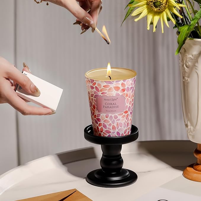 HomeLights Coral Paradise Scented Candles | 6.7oz Soy Candles Bohemian Natural Textures Large Candle Jars | Ideal Candle Gifts for Events, Home Decor Stress, Relief & Relaxation - Bloomnest