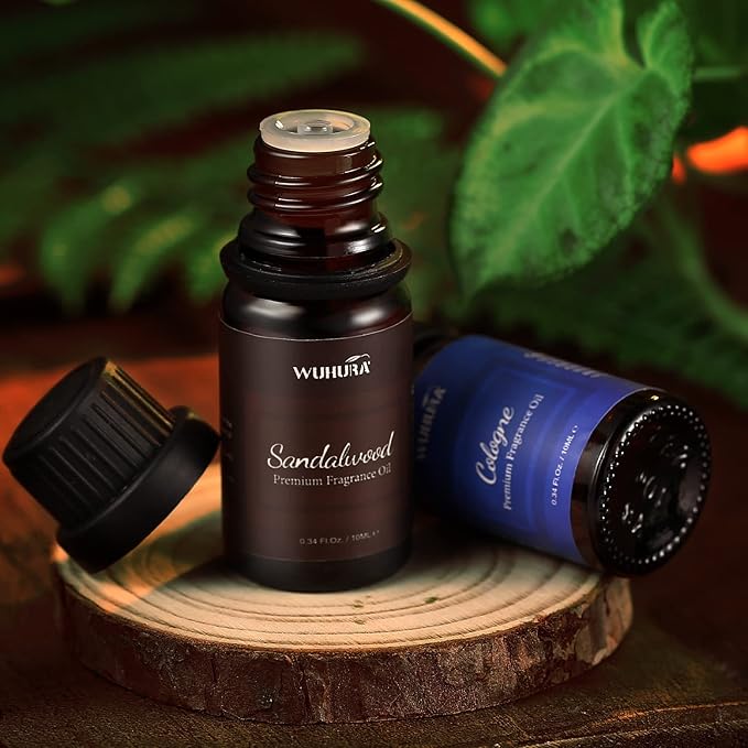 Essential Oils Set, Men Scents Fragrance Oil Essential Oils for Diffuser, Massage, Soap & Candle Making Scents - Sandalwood, Cedar, Cologne, Sweet Tobacco, Rum, Cedar & Vetiver Oils, 6x10ml - Bloomnest