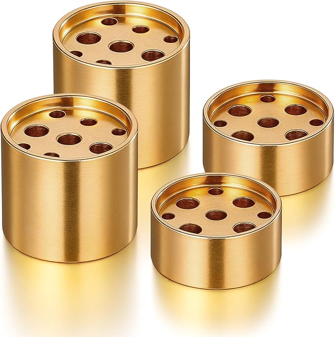4 Pack Brass Incense Holder Cone Incense Stick Holder Metal Incenses Stand Base Cylindrical Incenses Cones Holders with 9 Different Sizes Holes for Yoga Spa Room Home Office, Golden Copper Conical - Bloomnest