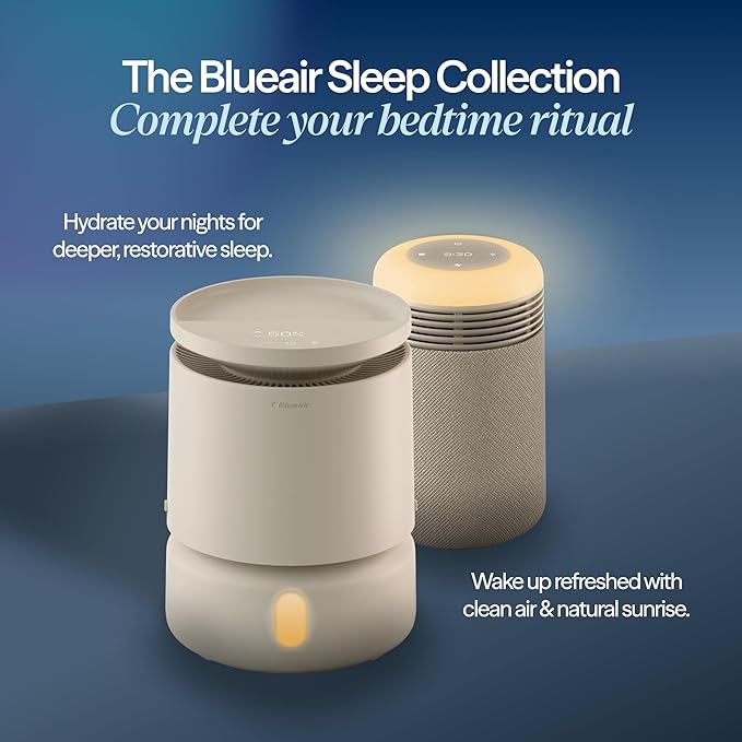 BLUEAIR Purifier for Bedroom - Mini Restful - Sunrise Clock with HEPASilent Filtration and Wake Up Light - Cleans Air and Supports Circadian Rhythm - USB-C and App Connectivity - Bloomnest