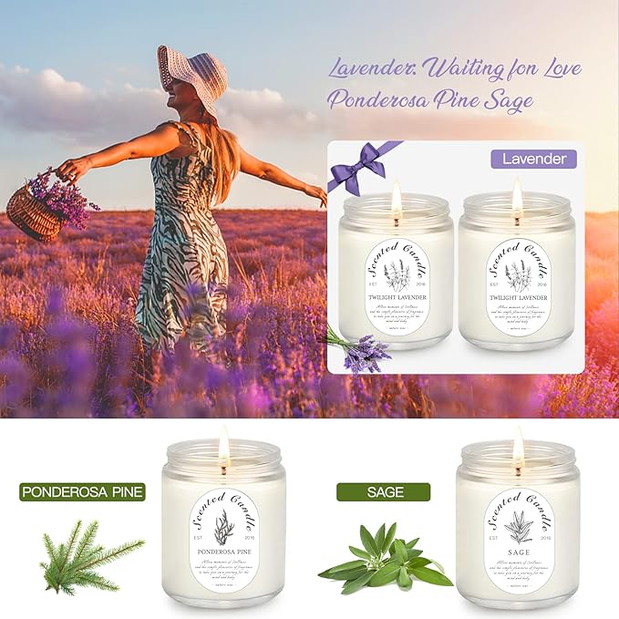 LOSNYA 4 Pack Candles for Home Scented, Lavender Candles, 28 oz 200 Hour Long Lasting Aromatherapy Candle Set, Candle Gift Set for Women, Perfect for Birthday Gifts - Bloomnest