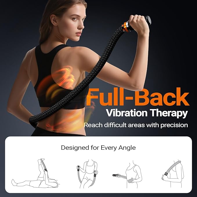 HYAKO S1 3D Flexible Pro Back Massage Rope - Handheld Vibration Therapy Massager & Hands-Free for Lower Back Pain Relief, 3000-7000 RPM Deep Tissue Muscle Massage Gun,Ideal for Athletes,Gym & Home Use - Bloomnest