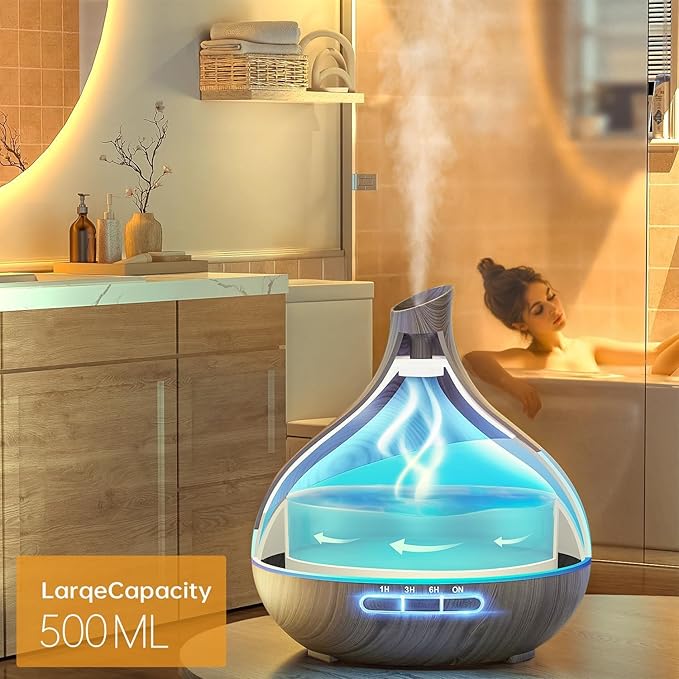 500ML Essential Oil Diffuser: Aroma Diffuser with Remote Control for Hotel Spa Yoga Room - Humidifiers for Bedroom with 14 Colors LED Night Light for Kids/Women Home Relaxation - Bloomnest