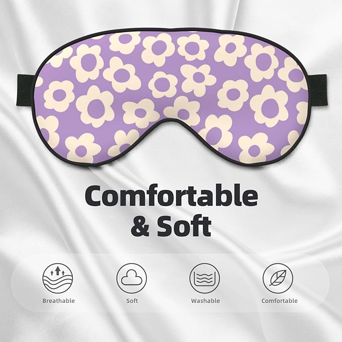 Vintage Groovy Flowers Sleeping Eye Mask Eye Mask for Sleeping Soft Comfort Eye Shade Blackout Eye Cover for Deep Rest Travel Nap Meditation - Bloomnest
