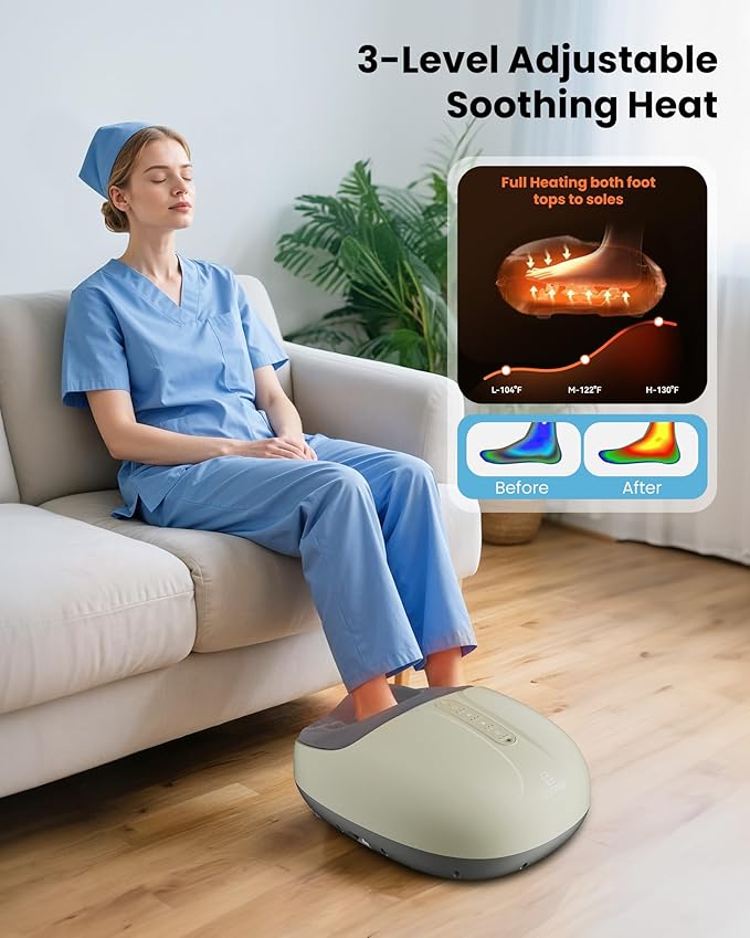 COMFIER FSA Eligible Shiatsu Foot Massager with Heat,Compression, Kneading & Rolling, HSA Electric Feet Massager for Plantar Fasciitis, Foot Warmer Gifts for Mom & Dad,Size Up to 15" - Bloomnest