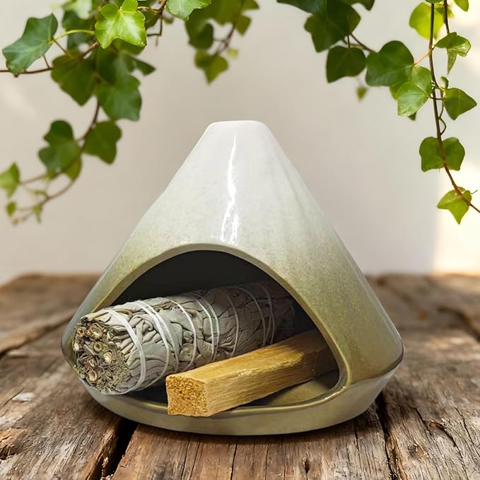 Palo Santo Holder Incense Burner, Ceramic Incense Holder with Ash Catcher, Mini Palo Santo Burner, Unique Aromatic Meditation Gifts for Women, Sage Holder for Burning, Palo Santo Sticks Home Decor Bloomnest