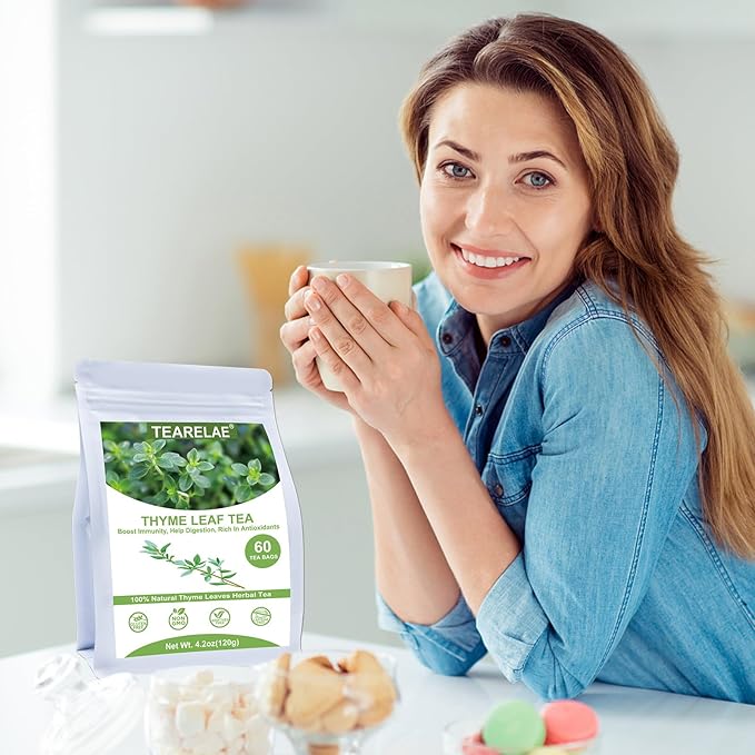 TEARELAE - Thyme Tea Bags - 60 Count - 100% Pure Natural Thyme Leaves - Help Digestion, Boost Immunity - Non-GMO - Caffeine-Free - Bloomnest