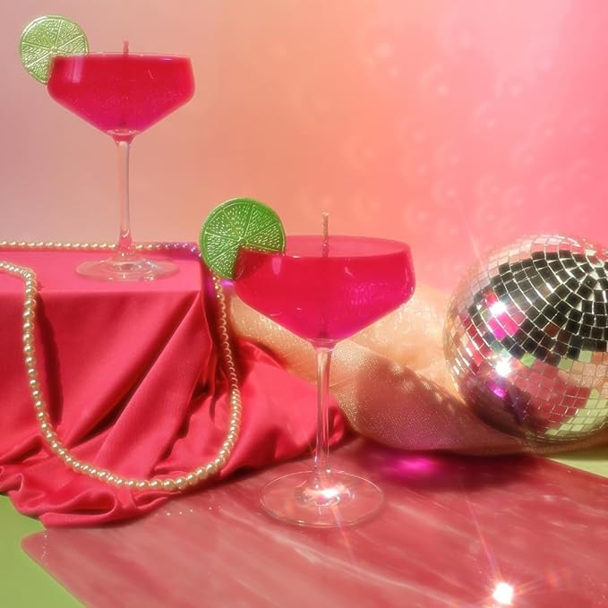Cosmopolitan Cocktail Candle, 40+ Hour Long-Lasting Burn Handcrafted Decorative Candles for Home Scented, Pink Candle Bar Cart Accessories, Pink Room Decor - Bloomnest