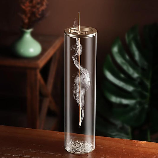 Incense Holder for Sticks [Anti-Ash Flying], Modern Insence-Stick Burner Holder with Removable Glass Ash Catcher, for Home Decor Yoga Meditation - Bloomnest