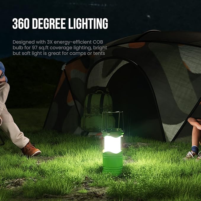 Lichamp LED Camping Lantern, 4 Pack Battery Powered Flashlight for Power Outages, Portable Collapsible Hanging Light Essential for Home, Outdoor, Emergency Lamp Survival Kit Gear for Hurricane, Green - Bloomnest