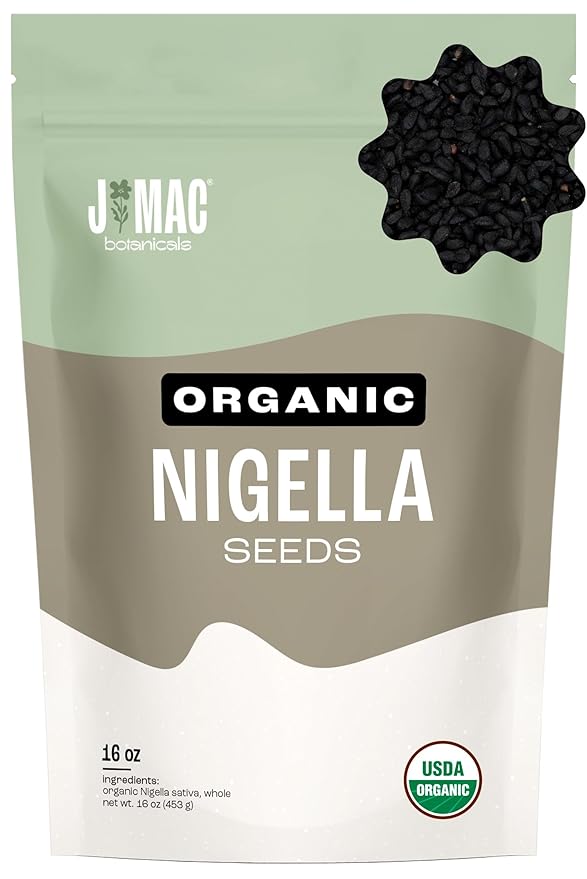 J Mac Botanicals, Organic Nigella Seeds (1 Pound), USDA Certified, black cumin seed, Nigella Sativa, Kalonji Seeds - Bloomnest