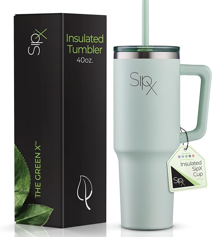 SIPX™ Insulated Tumbler With Lid And Straw, 40oz. Tumbler With Handle Keeps Cold 12 Hours, Water Bottle Thermos With Lid, BPA-Free Reusable Insulated Coffee Tumblers, Travel Mug Great For Beach Party - Bloomnest