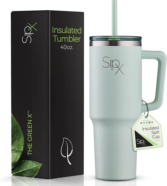 SIPX™ Insulated Tumbler With Lid And Straw, 40oz. Tumbler With Handle Keeps Cold 12 Hours, Water Bottle Thermos With Lid, BPA-Free Reusable Insulated Coffee Tumblers, Travel Mug Great For Beach Party - Bloomnest