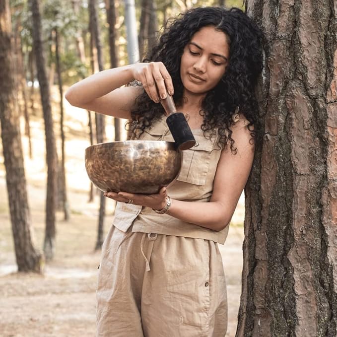 Himalayan Bazaar Large Tibetan Singing Bowl Set - 9" Master Healing Grade For Sound Bath Chakra 7 Metal Meditation Yoga For Home, Studios, and Wellness Use HimalayanBazaar