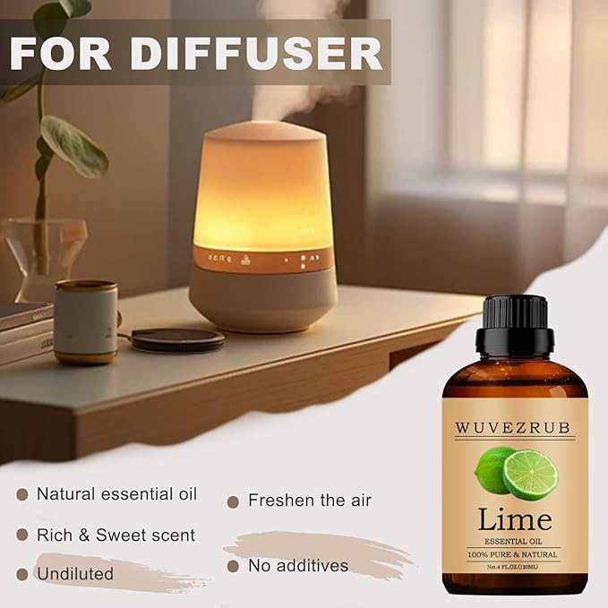 Lime Essential Oil, 120ML Pure and Natural for Aromatherapy Diffuser - 4 Fl Oz - Bloomnest