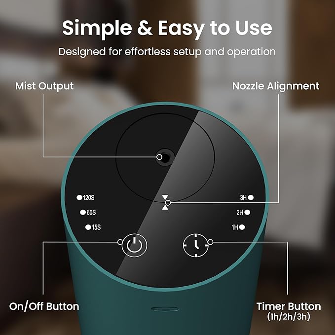 LiteMist Cold Air Essential Oil Diffuser – Waterless Nebulizing Aroma Diffuser, USB-C Cordless 2000mAh Battery, Aluminum Portable Scent Diffuser for Home Office Car, 0.7oz / 20ml - Bloomnest