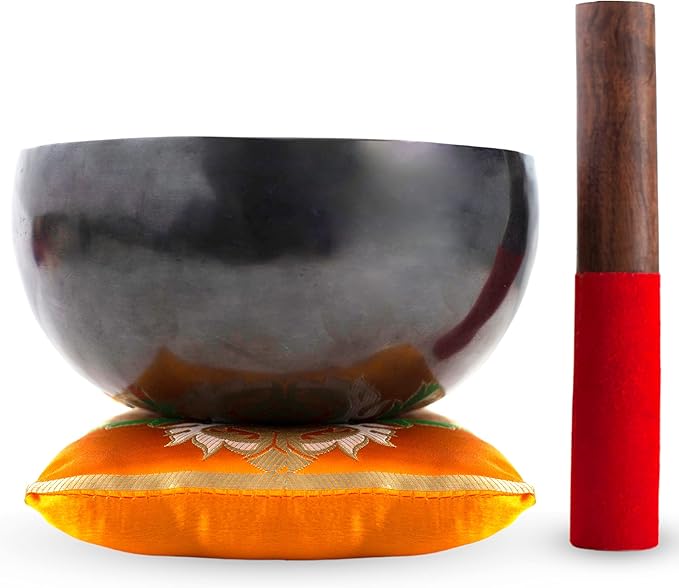 Large Tibetan Singing Bowl Set - Master Grade Healing Chakra Sound Bath Meditation Yoga 7 Metal Bronze - Bloomnest