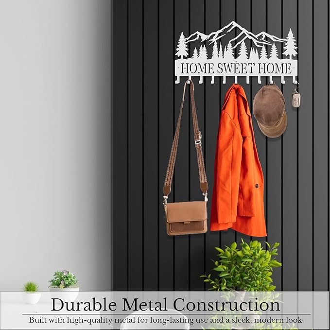 Personalized Metal Key Rack Hooks, Key Holder Wall Mounted Key Hooks, Mountain, Grove Theme Wall Decoration Hooks, Key Hanger Organizer for Living Room, Entryway, Bathroom, Office Decor - Bloomnest