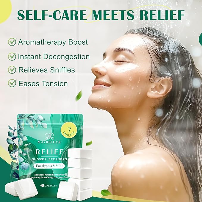 Eucalyptus Mint Shower Steamers 7 Pack - Eucalyptus for Shower, Valentines Day Gifts & Relaxation Spa Gifts for Women & Men, Natural Essential Oil Bombs for Self Care