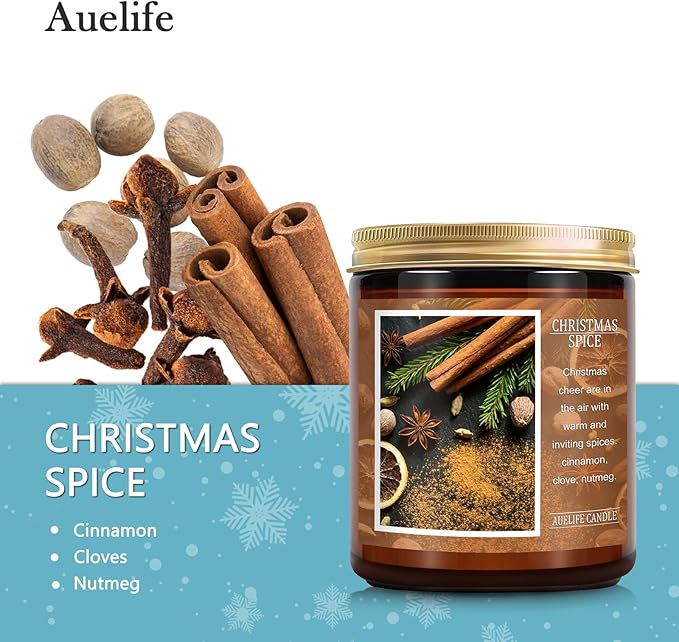 Christmas Candle | Christmas Spice Scented Candle, Holiday Candles Gift, Soy Wax Candle for Home Scented, Aromatherapy Jar Candles, Gifts for Women and Men, Cozy Winter Candles for Home Decor, 7 oz - Bloomnest