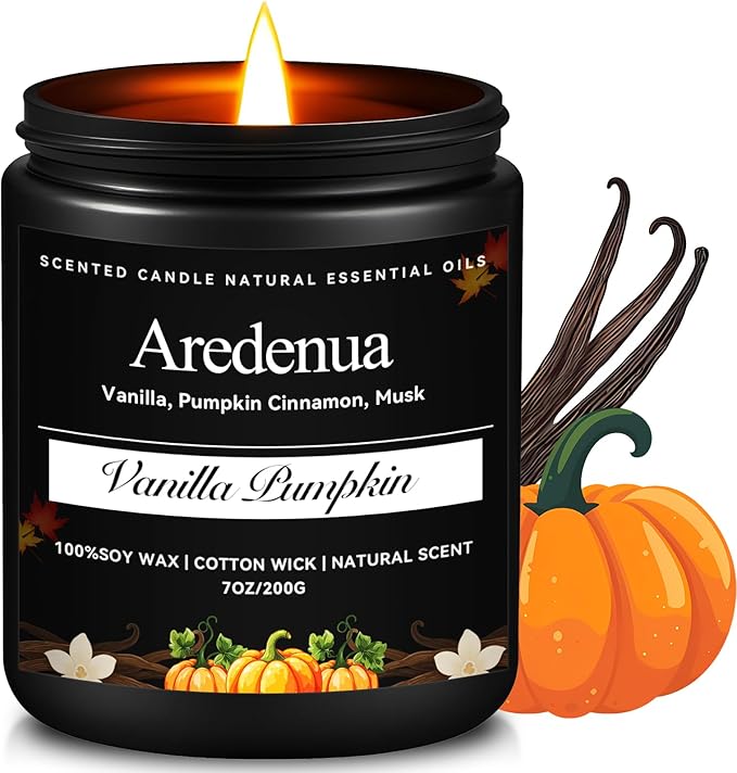 Vanilla Pumpkin Candle – Holiday Pumpkin Scented Candle, Thanksgiving Candles for Home, 7oz Holiday Soy Candles Gift for Her & Him, Cozy Winter & Christmas Gifts for Women Men - Bloomnest