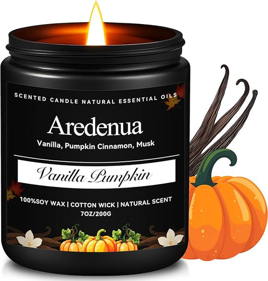 Vanilla Pumpkin Candle – Holiday Pumpkin Scented Candle, Thanksgiving Candles for Home, 7oz Holiday Soy Candles Gift for Her & Him, Cozy Winter & Christmas Gifts for Women Men - Bloomnest