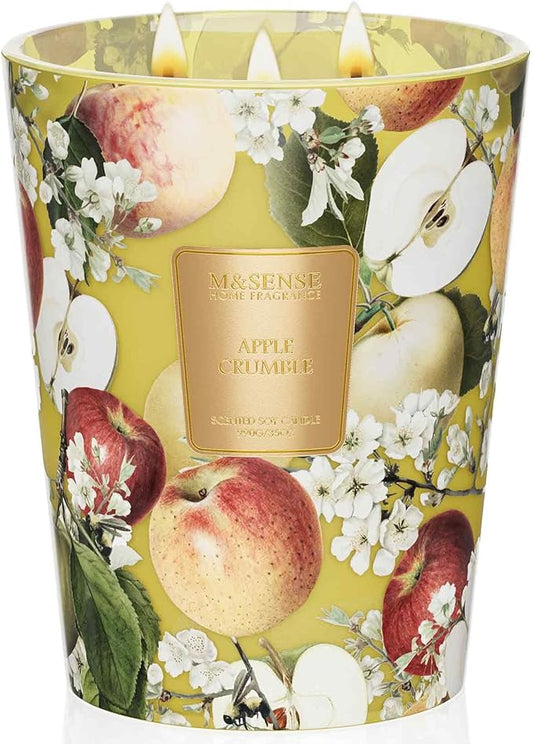 M&SENSE Extra Large Candle Apple Crumble Scented, 3-Wick 35oz 150H Long Lasting, Natural Soy Wax Aromatherapy Candle for Stress Relief, Home Fragrance Housewarming Gifts Candle for Home Decor - Bloomnest