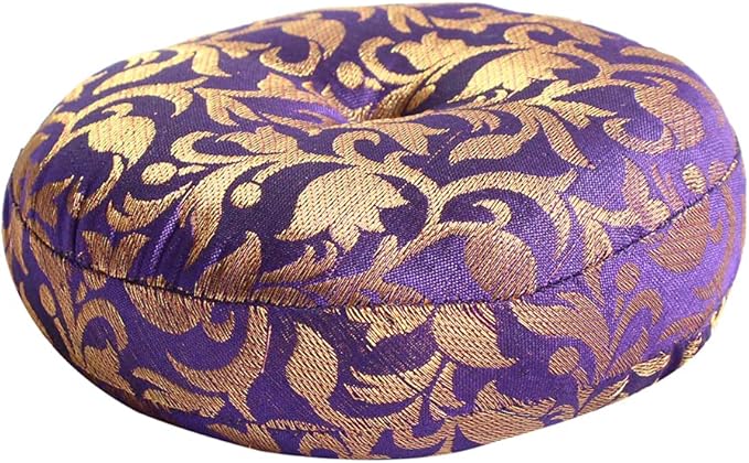 Singing Bowl Cushion Handmade Round Cushion Brocade Art Silk Home Decor Pillow For Tibetan Singing Bowl (5" Inch) - Bloomnest