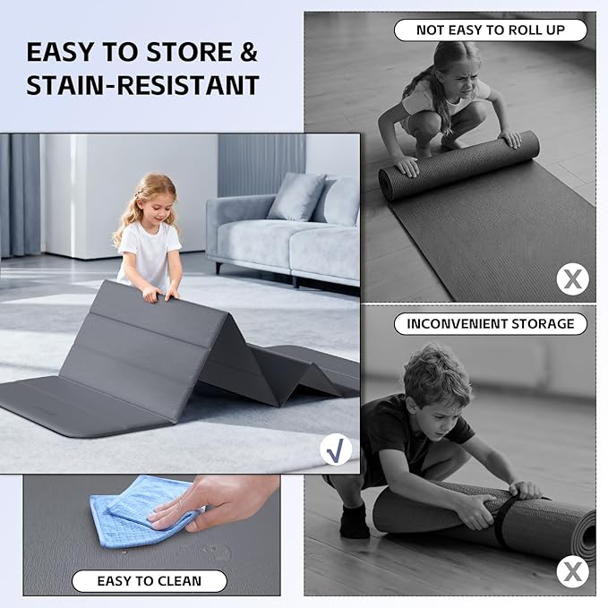 Extra Thick Foldable Yoga Mat-0.4" (10mm), SGS Certified TPE, Non-Slip & No Smell, 12-Fold Design for Ultra Portability And Easy Storage | for Yoga, Gym, Pilates, and Home Workouts, 76" x 26" - Bloomnest