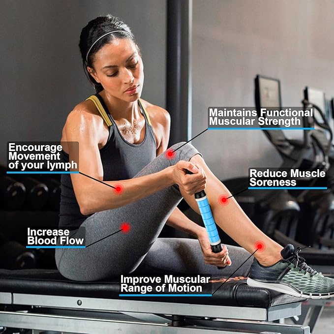 iGreely Premium Muscle Roller The Ultimate Massage Roller Stick 17 Inches Recommended by Physical Therapists Promotes Recovery Fast Relief for Cramps Soreness Tight Muscles Blue
