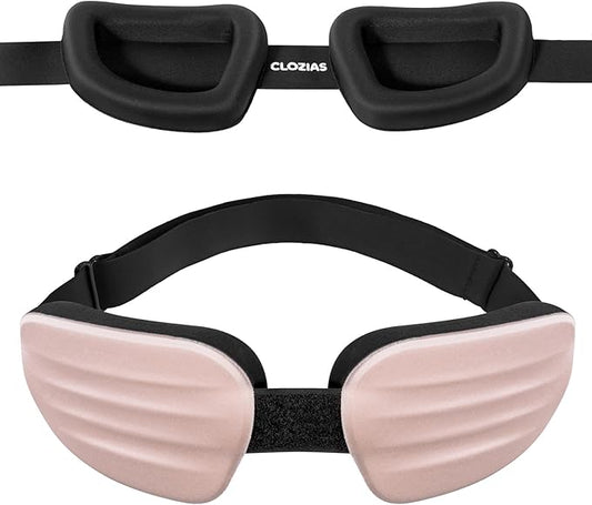 CLOZIA Sleep Mask for Men Women, Adjustable Hydrating Dry Eye Mask, 100% Blocking Eye Masks for Sleep, Soft Comfortable for Travel & Shift Work, Pink - Bloomnest