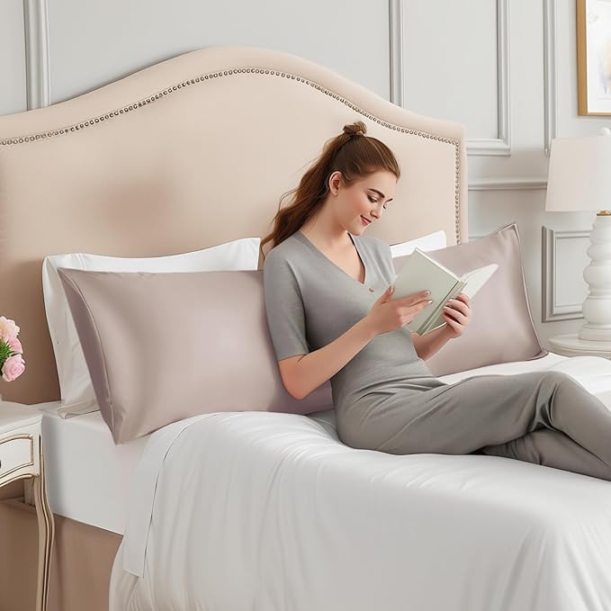 INFIIXSO Body Pillow Cover with Zipper, Luxury Mulberry Silk Body Pillow Case 20x54 Inches, Ultra Smooth and Soft Cooling Long Pillowcase, Gift for Women, Men(Caramel) - Bloomnest