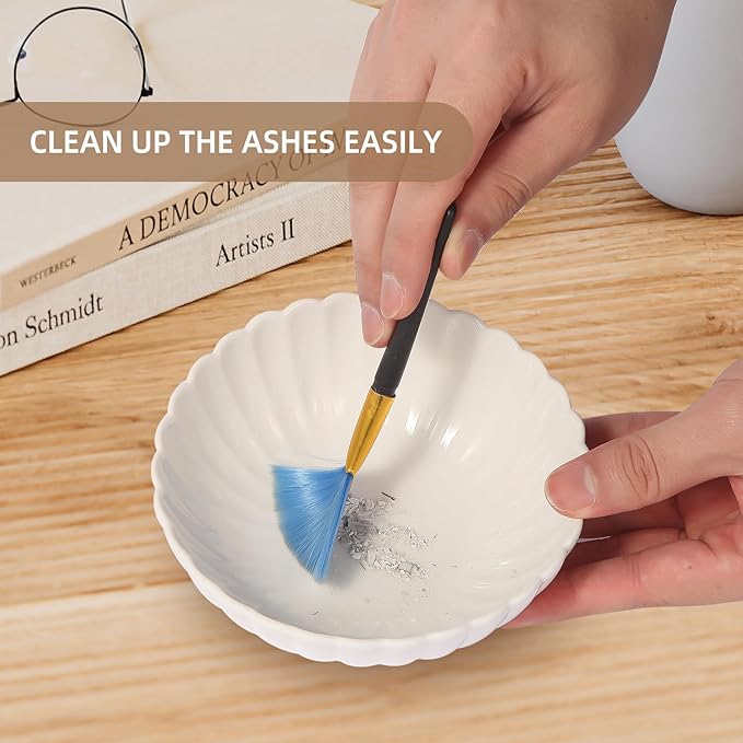 Incense Holder for Sticks, Ceramic Smudge Bowl Ash Catcher for Incense, Cones, Sage and Palo Santo, Incense Burner Holder Ideal for Smudging, Incense Burning, Decoration (White) - Bloomnest