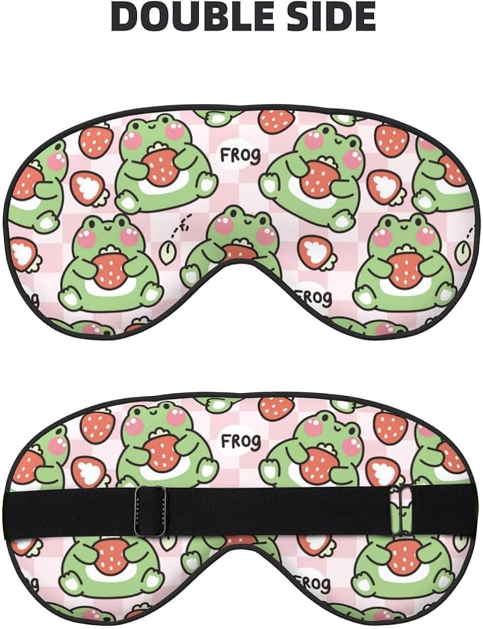 Sleep Eye Mask - Strawberry - Soft Art Silk - Adjustable - Breathable - Adults - Bloomnest