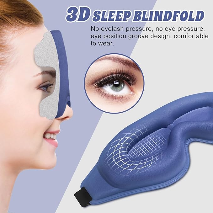 3D Advanced Eye Mask for Sleeping，Ultra Delicate Soft Skin Friendly Eye mask，100% Blackout Sleep Eye Mask for Sleep, Eyelash Extension Sleep mask - Bloomnest