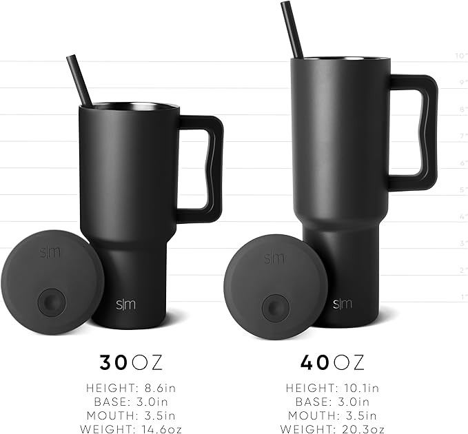 Simple Modern 40 oz Trek Tumbler with Handle and Straw Lid | Cup Holder Friendly Insulated Stainless Steel Travel Mug | Downhill Skiing SimpleModern