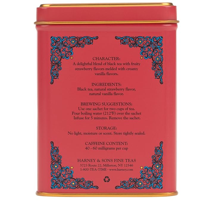 Harney & Sons Strawberry Vanilla, Flavored Black Tea, HT Line, 20 sachets - Bloomnest